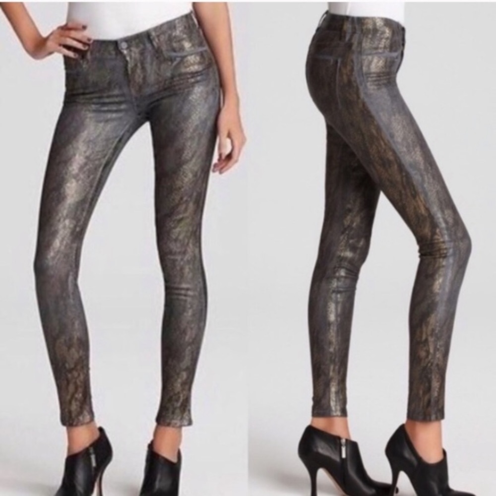 J Brand 901 Golden Snake Print Skinny Jeans 28